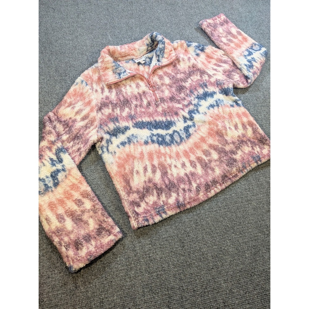 Tie Dye Fleece Quarter Zip Pullover Women Size Small